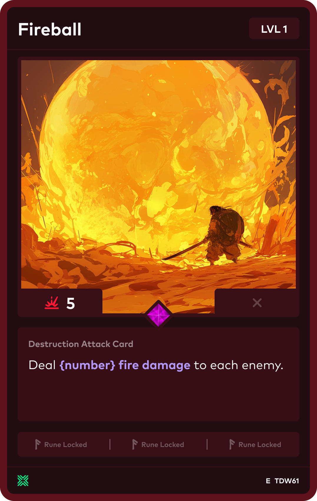 Card Type=In FDW, School & Name=Destruction - Fireball