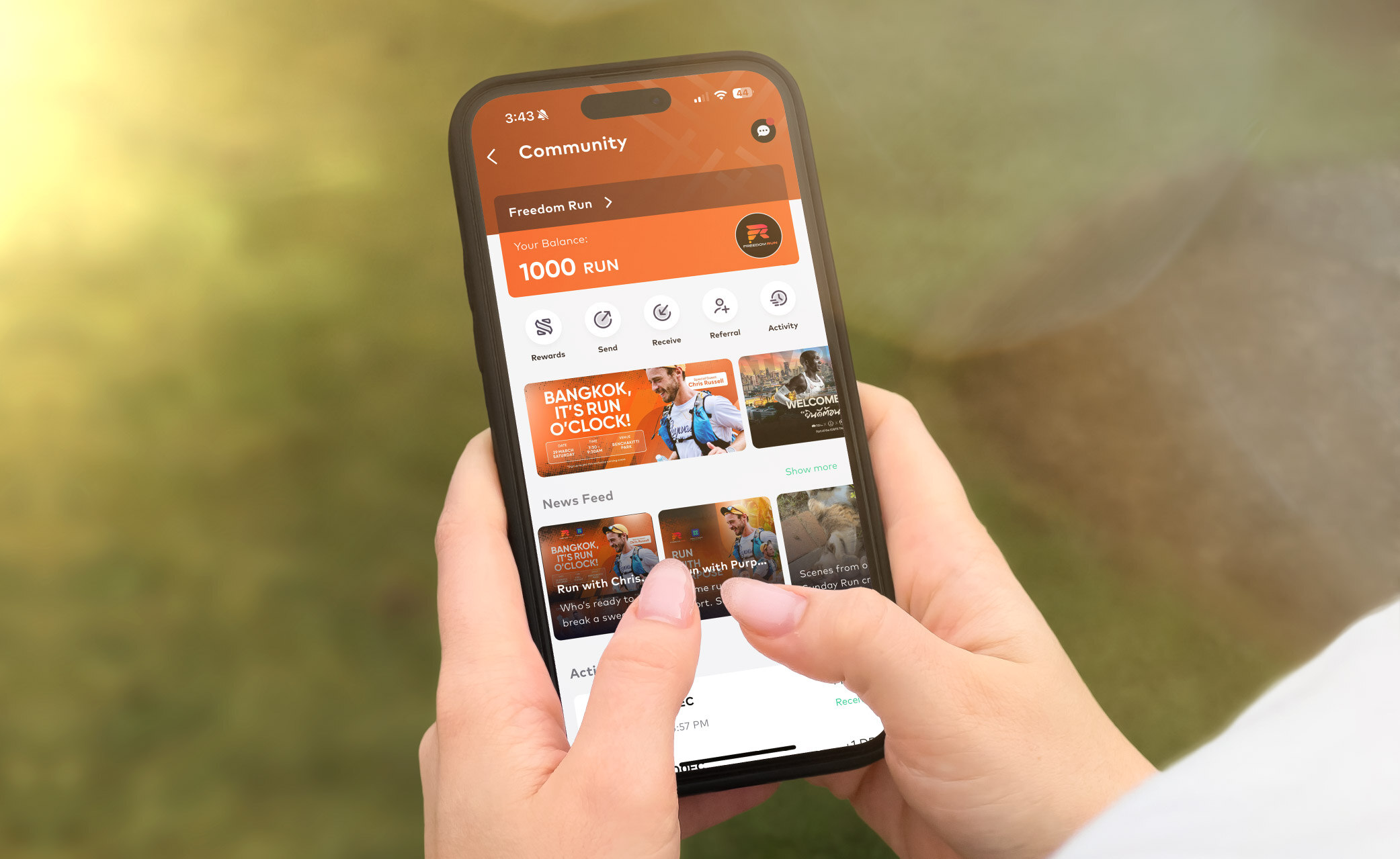 Freedom Run community on the Freedom World app
